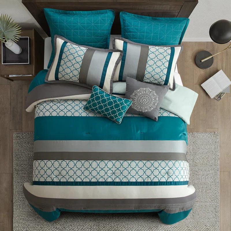 Nanshing America, Inc Avalon Microfiber Modern & Contemporary 8 Piece Comforter Set