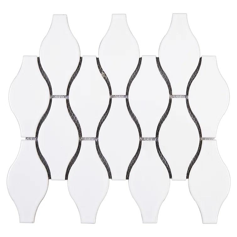 Supreme Tile Handmade 12.01 in. x 9.65 in. Geometric Glossy Porcelain Mosaic Wall and Floor Tile