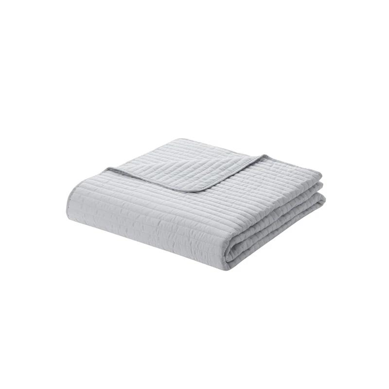 VCNY Serenity 3-Piece Grey Textured Stripe Quilt Set