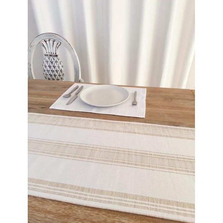 Anaya Beach Club Stripe Indigo Indoor Outdoor Table Runner