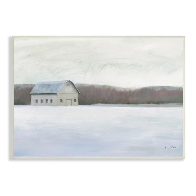 Stupell Industries " Winter Barn With Snow Country Farm Landscape " by James Wiens Painting Print