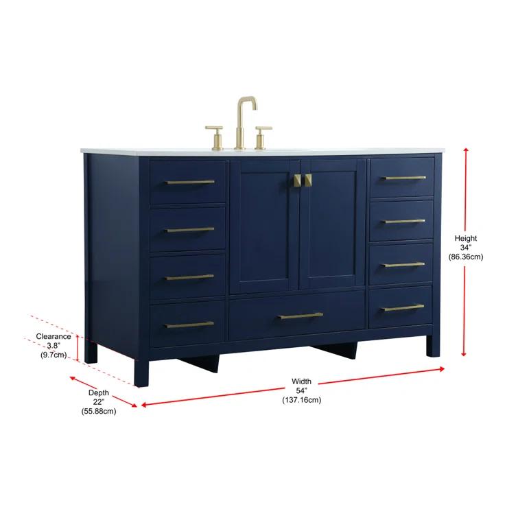 Andover Mills™ Irene 54'' Single Bathroom Vanity with Engineered Marble Top