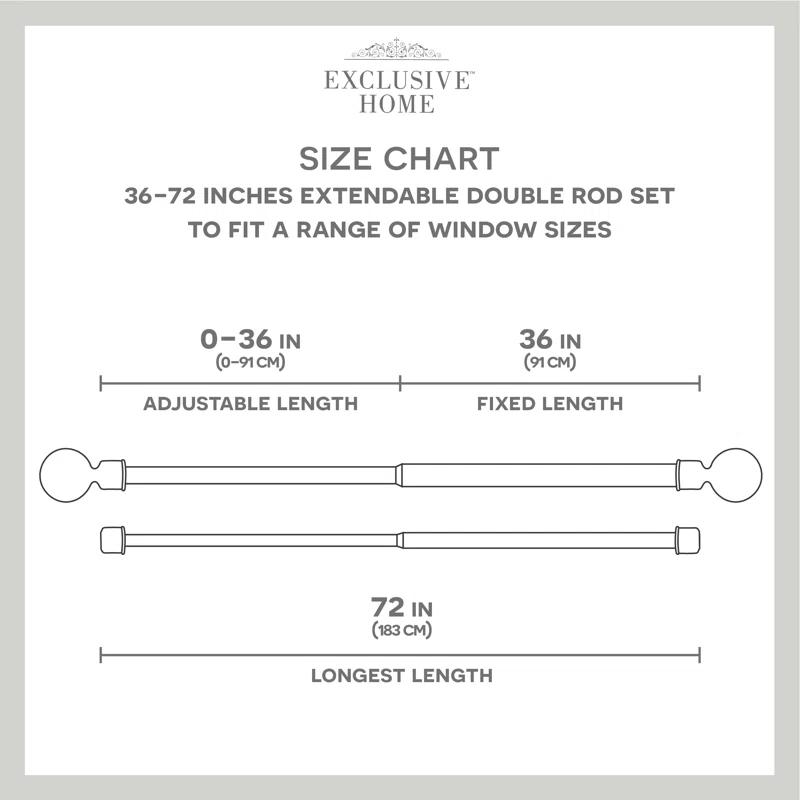 Ogee Double Window Curtain Rod and Finial Set