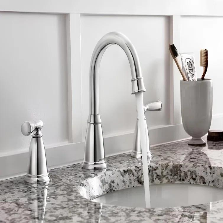 Moen Moen Banbury 8 In. Widespread Double Handle High-Arc Bathroom Faucet In Mediterranean (Valve Included) 84947-CH