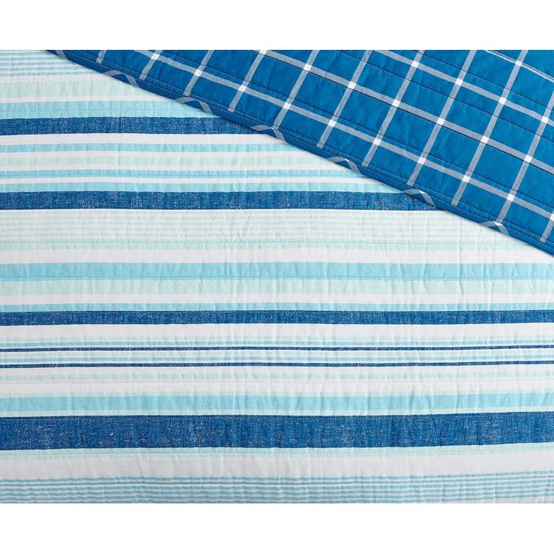 Design Studio DESIGN STUDIO Newport Stripe Navy/Blue 3-Piece Reversible Cotton Quilt Set