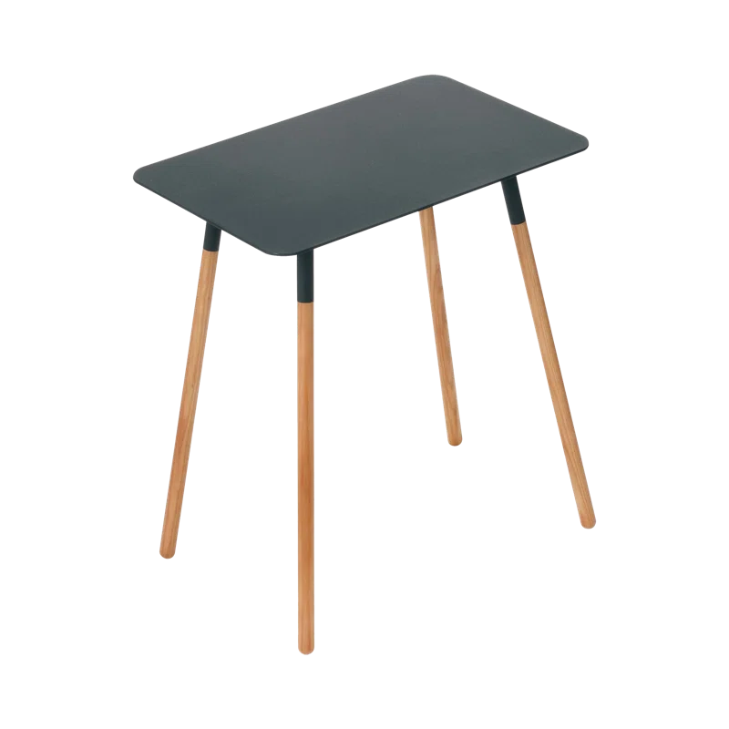 Yamazaki Home Modern Rectangular Side Table For Living Room Or Small Bedside Steel + Wood End Table