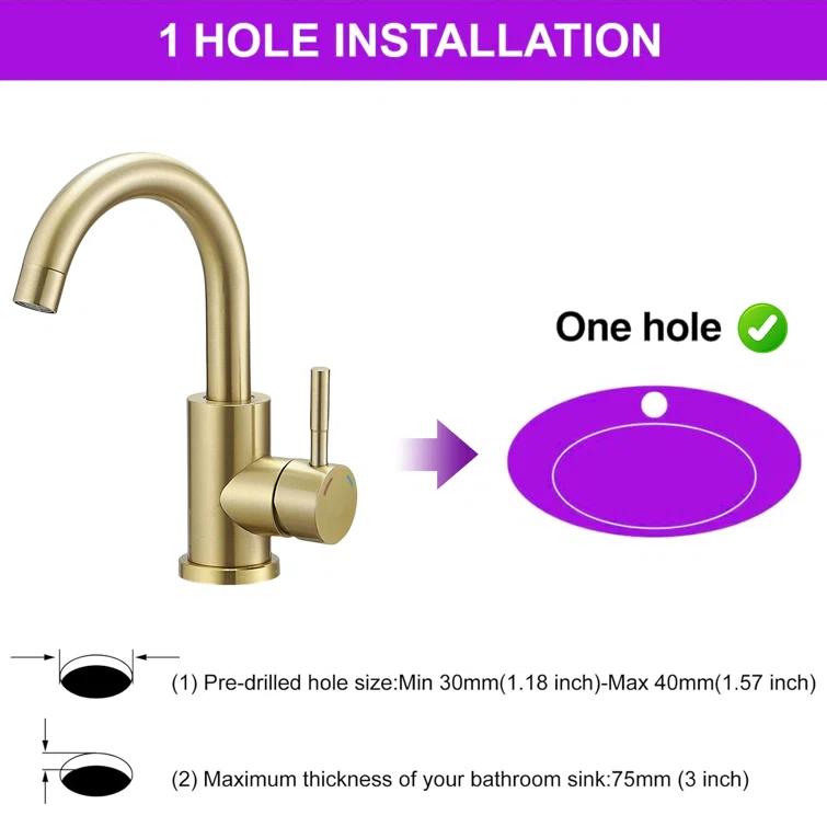 Hendrix Single Hole Bathroom Sink Faucet