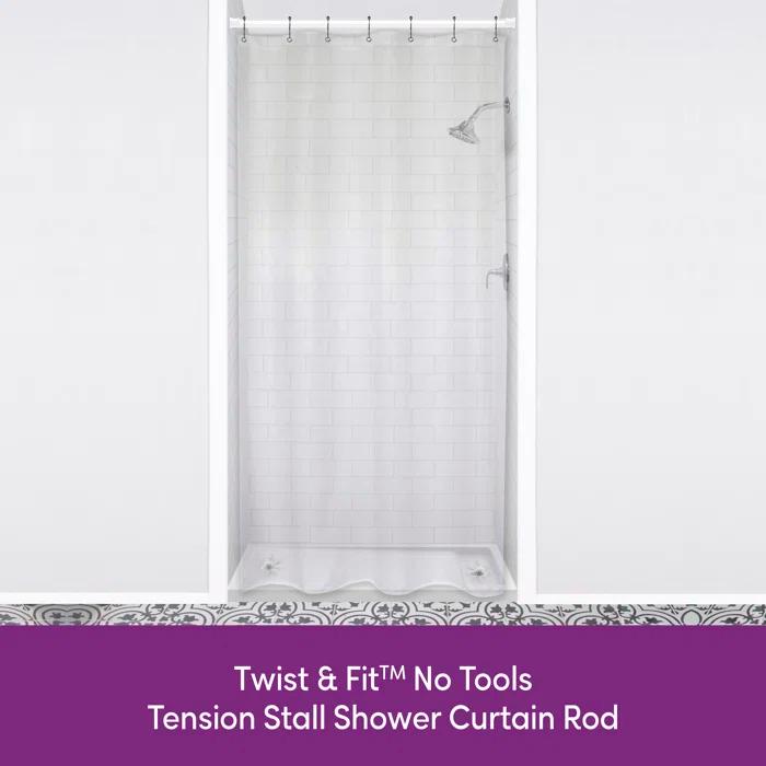 Kenney Twist & Fit Kenney Twist & Fit 24-40 Inch Adjustable Straight Stall Tension Shower Curtain Rod