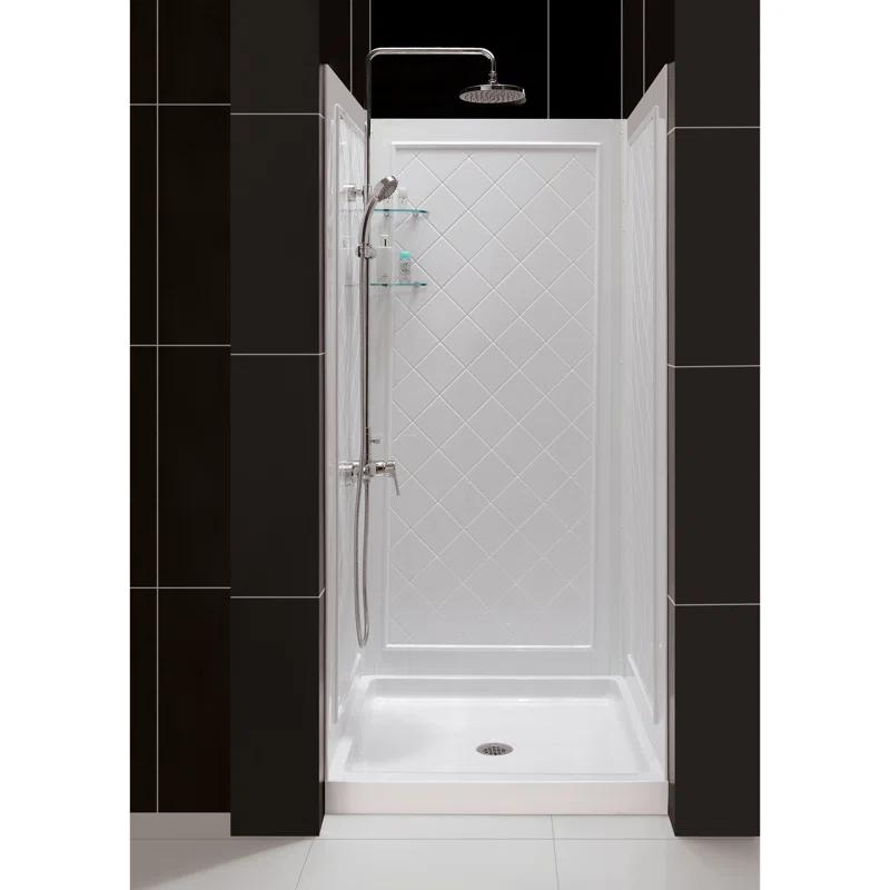 QWALL-4 32" W x 76.75" H Framed Square Shower Stall and Base Included
