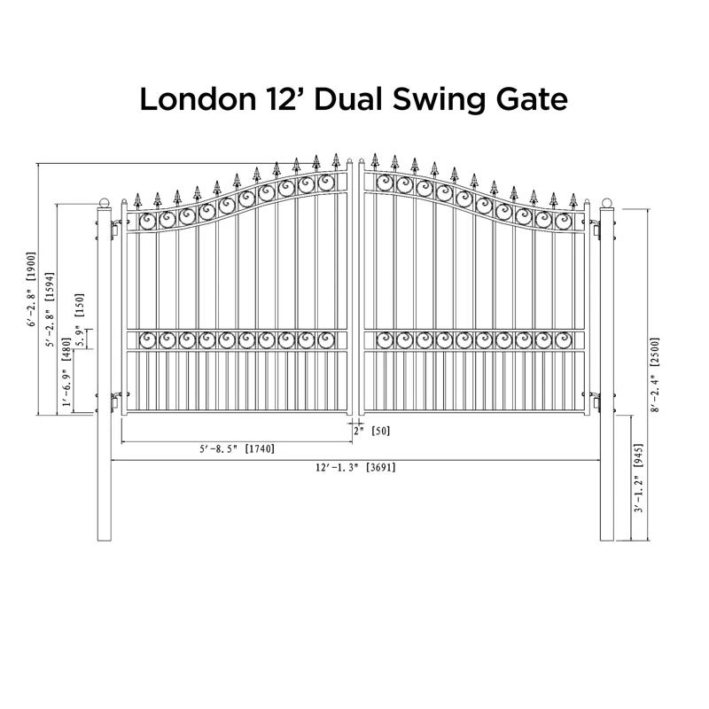 ALEKO Steel Dual Swing Driveway Gate - LONDON Style