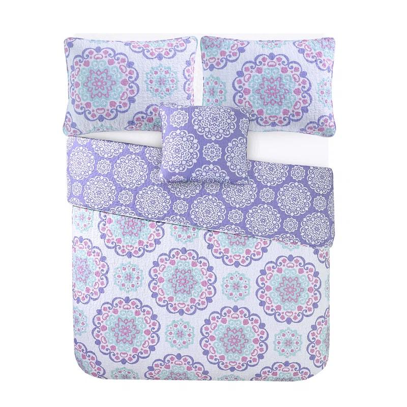 ALEX + BELLA Vivian Purple reversible Cotton Quilt Set