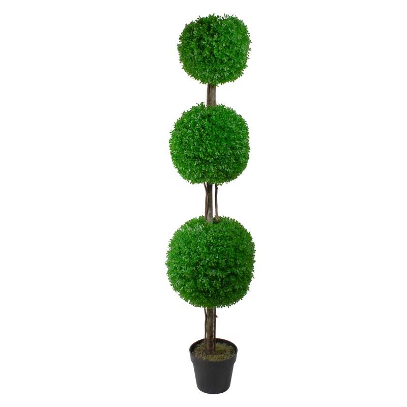Northlight Seasonal 60" Triple Sphere Artificial Boxwood Topiary Potted Plant