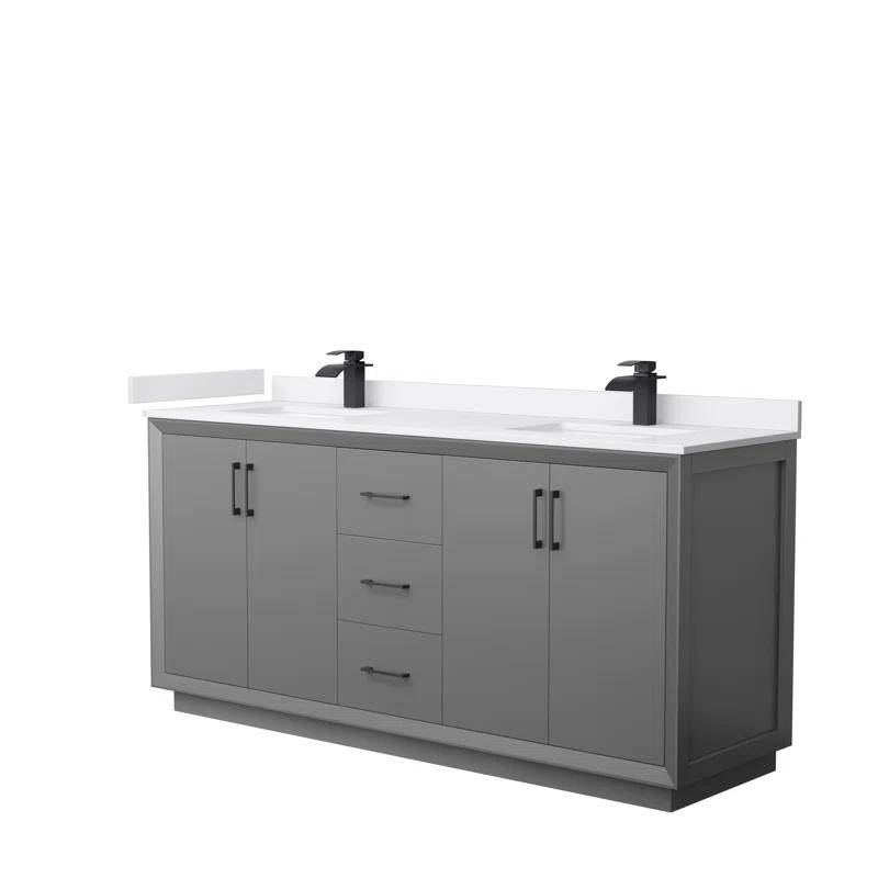 Wyndham Collection 72'' Double Bathroom Vanity with Cultured Marble Top