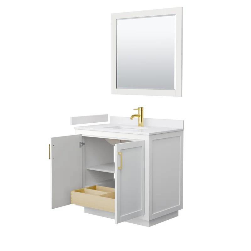 Wyndham Collection Miranda 36" Freestanding Single Bathroom Vanity with Cultured Marble Top with 34" Mirror