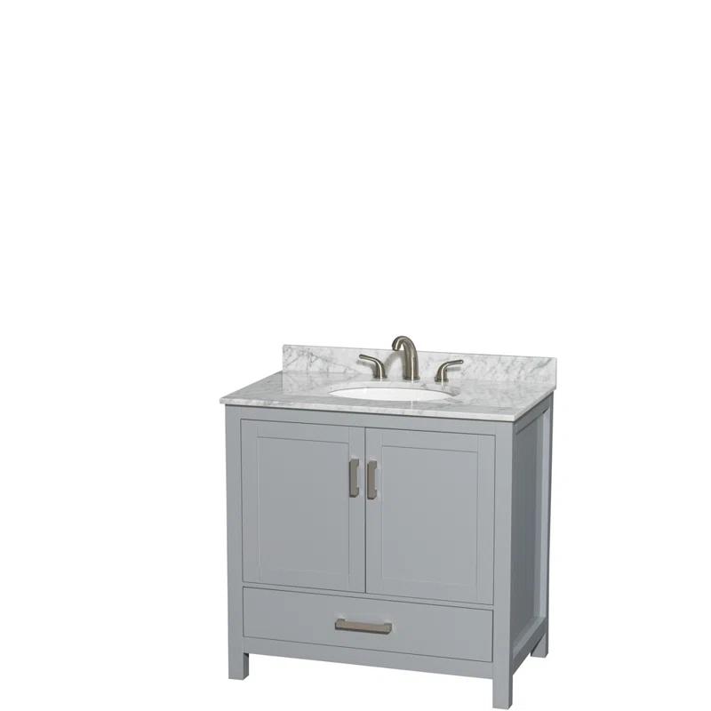 Wyndham Collection Sheffield 36" Freestanding Single Bathroom Vanity with Marble Top