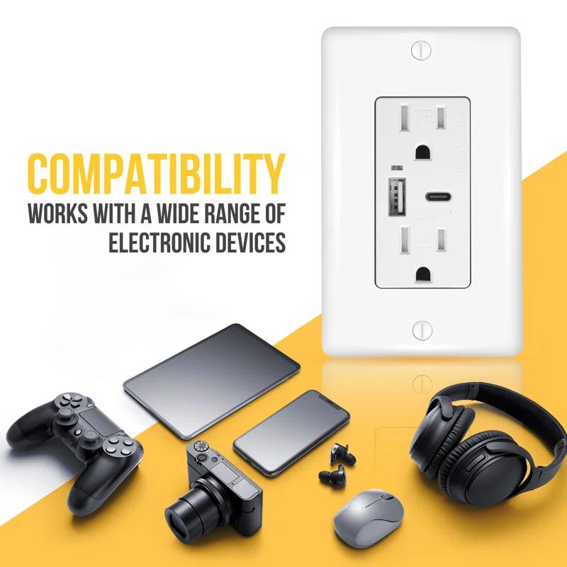 Faith CZ07-WH-02 15 Tamper Resistant Decorator Outlet