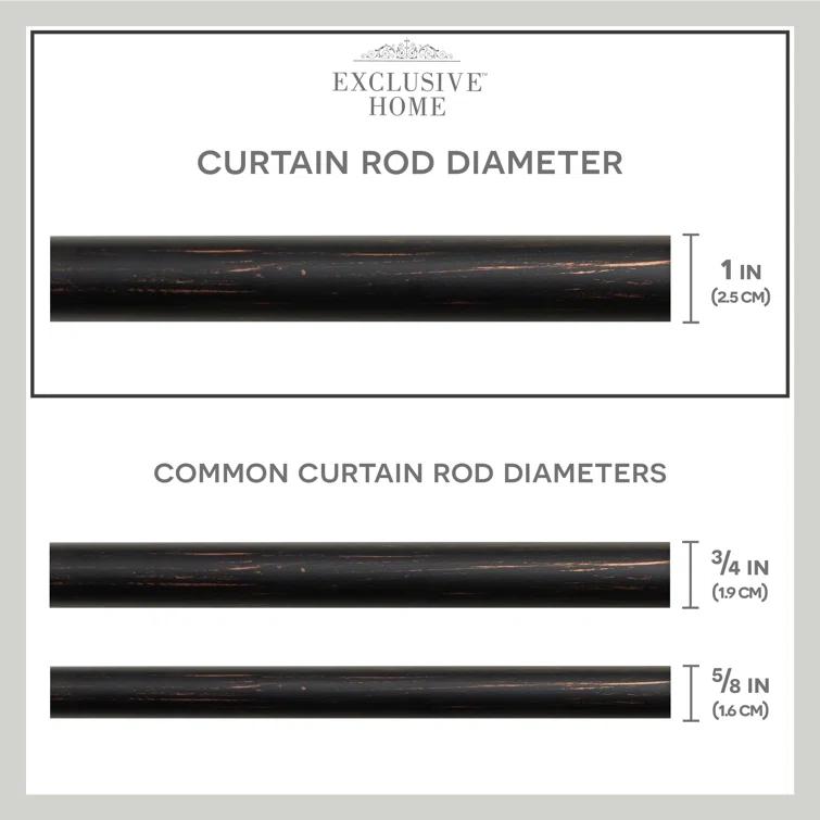Amalgamated Textiles Exclusive Home Loran 1" Window Curtain Rod and Finial Set, Adjustable