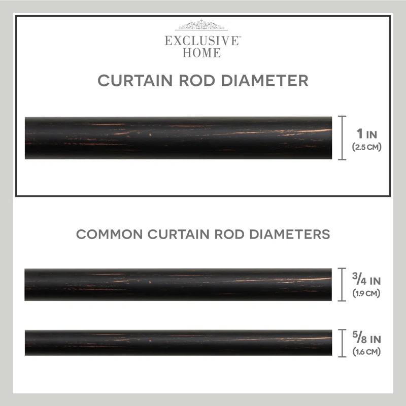 Amalgamated Textiles Exclusive Home Loran 1" Window Curtain Rod and Finial Set, Adjustable