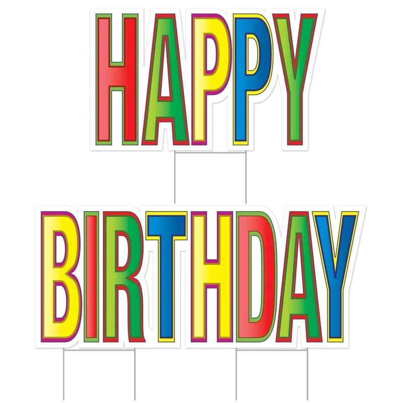 Orren Ellis Plas Jumbo Happy Birthday Yard Sign Set