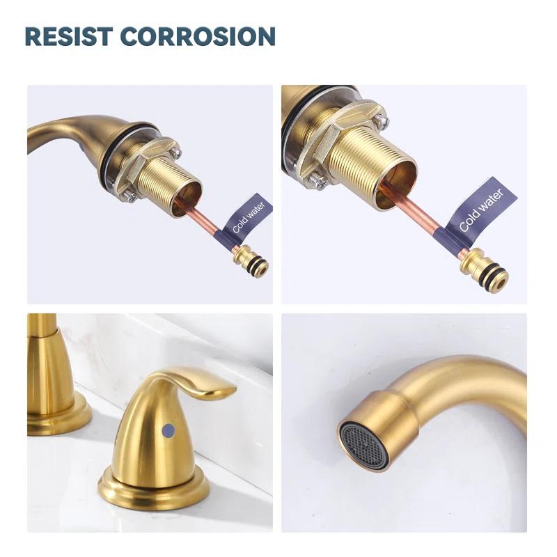 8 Inch Widespread Double Handle Bathroom Faucet With Pop-Up Drain Kit