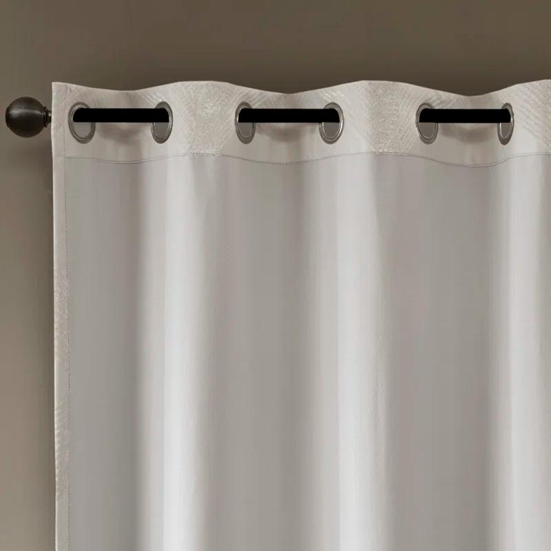 Madison Park Bentley Ogee Knitted Jacquard Geometric Total Blackout Single Curtain Panel
