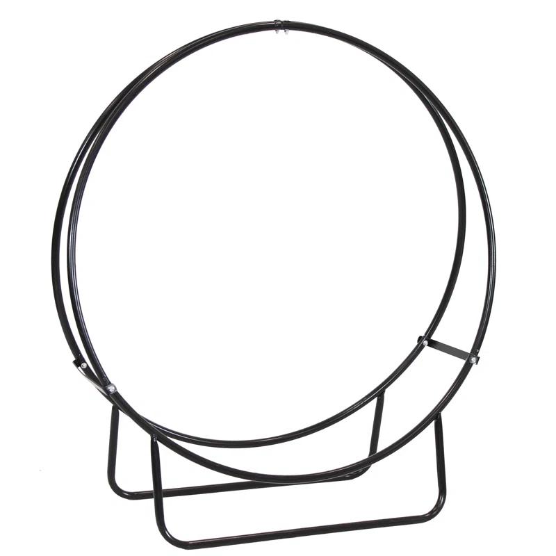 SunnyDaze Decor Indoor or Outdoor Tubular Steel Hoop Firewood Log Holder