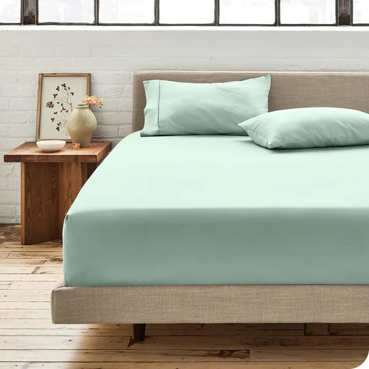 Bare Home 260 Thread Count Organic Cotton Percale Fitted Sheet