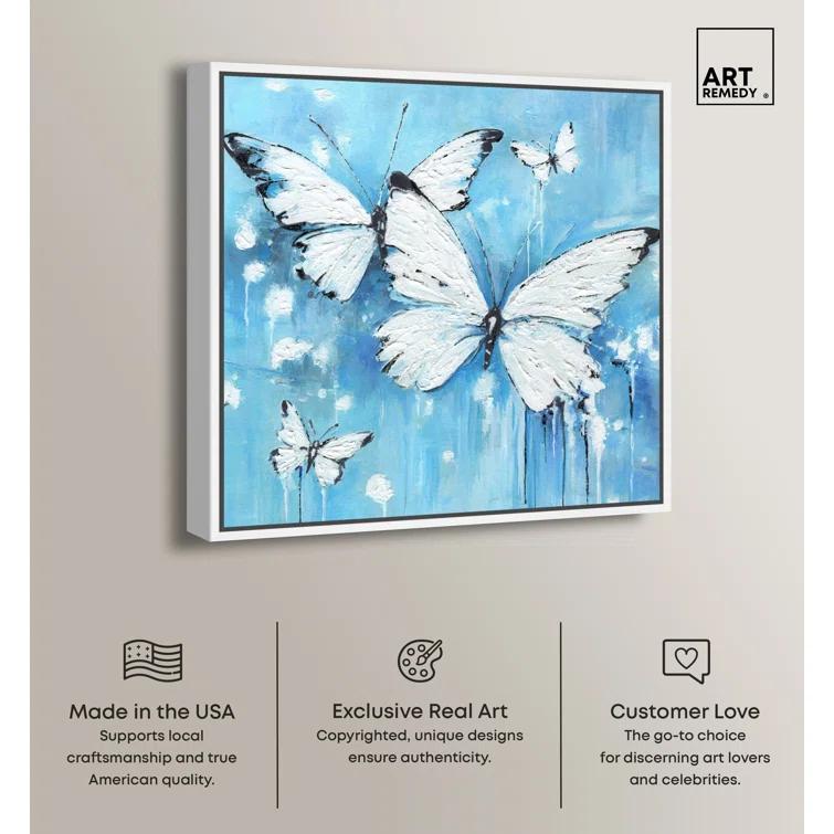 Art Remedy Art Remedy Textured Blue Butterflies Framed Butterfly 56175