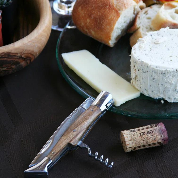 French Home French Home Laguiole Connoisseur Olive Wood Pocket Knife with Cork Screw