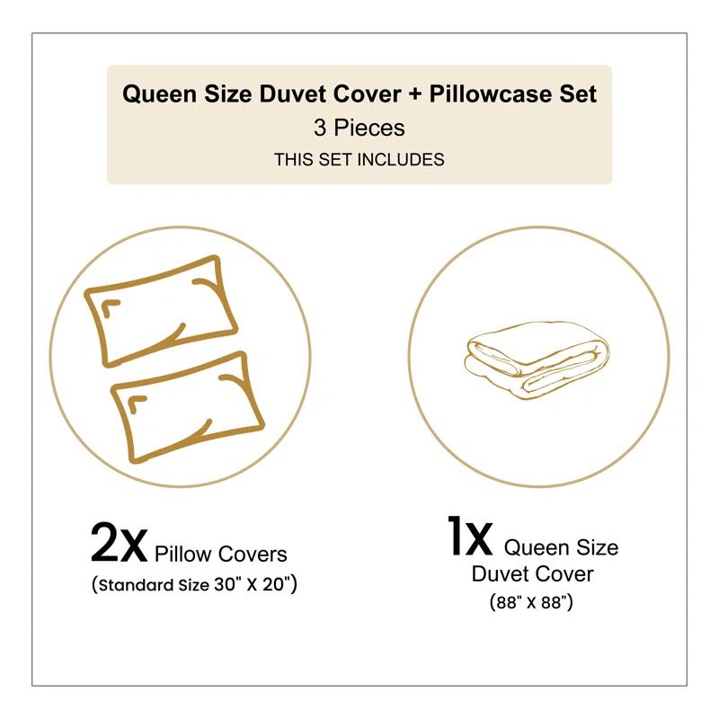 Ambesonne Indigo Modern & Contemporary Floral Duvet Cover Set