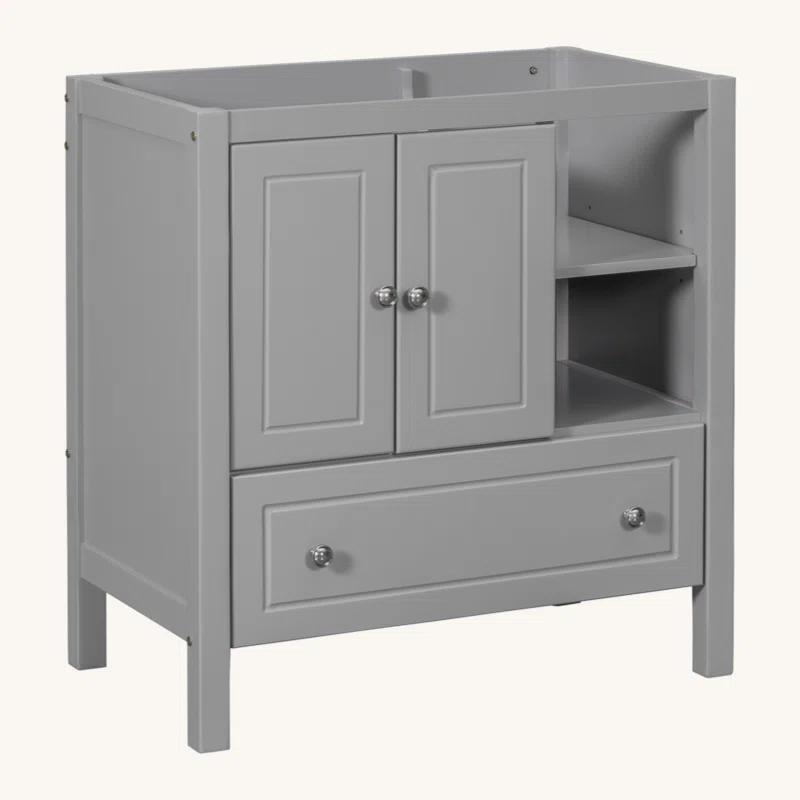 Tech Cube 30" Bathroom Vanity Base Only, Solid Wood Frame, Bathroom Storage Cabinet With Doors And Drawers
