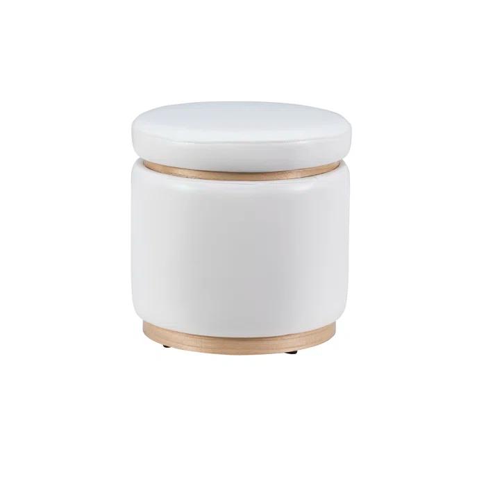 Wade Logan® Addilynne 18'' Wide Faux Leather Round Storage Ottoman & Reviews | Wayfair
