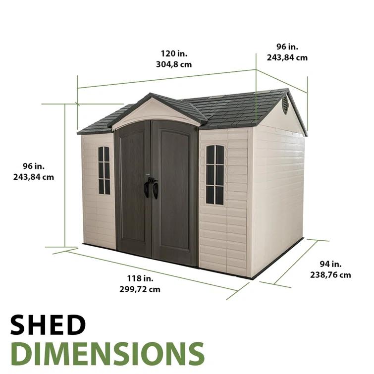 Lifetime 10 Ft. x 8 Ft. High-Density Polyethylene Outdoor Storage Shed with Steel-Reinforced Construction & Reviews | Wayfair