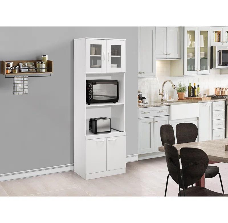 InRoom Designs Danbury Tall Kitchen Pantry, Microwave Storage Cabinet