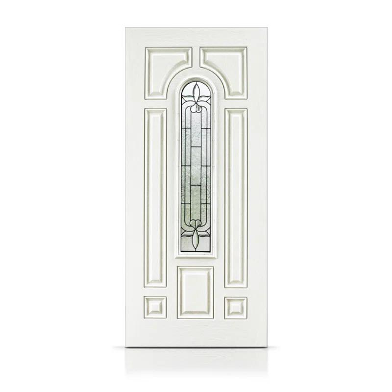 Calhome Modern Exterior Fiberglass Front Entry Door Slab with Designer Decorative Glass Door Slab Only