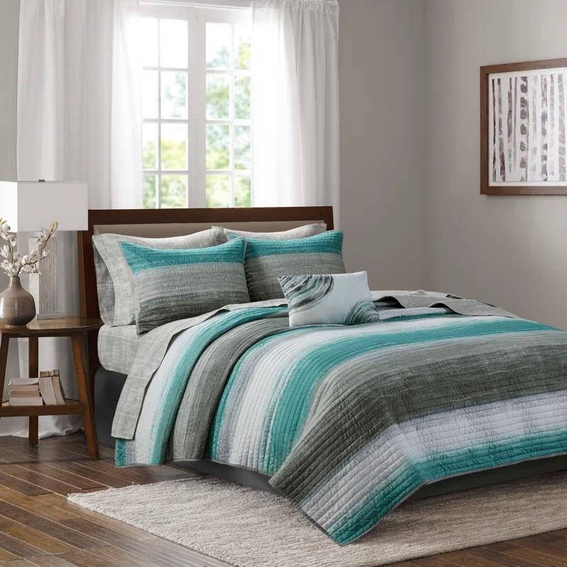 Madison Park Essentials Saben Microfiber Quilt Set with Cotton Bed Sheets