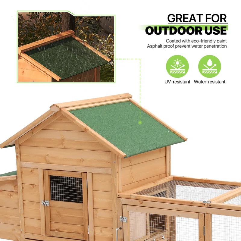 Archie & Oscar™ Allain Outdoor Chicken Coop with Nesting Box, 80" Wood Rabbit Hutch Poultry House Run Cage Enclosure
