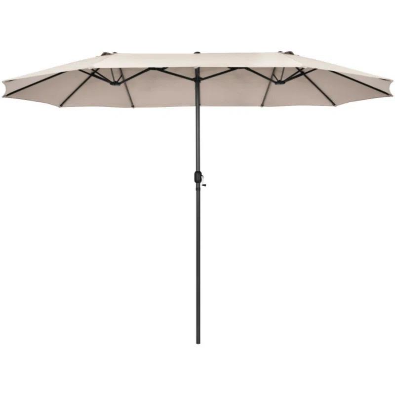 Latitude Run® 15 Feet Patio Double-Sided Umbrella With Hand-Crank System
