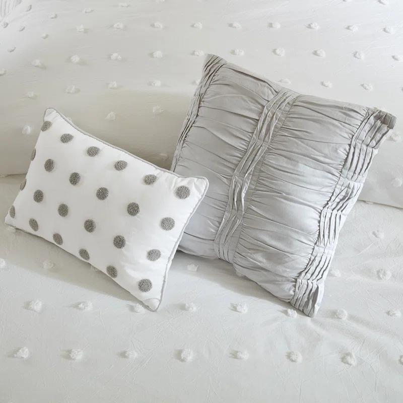 Intelligent Design Brooklyn Cotton Jacquard Duvet Cover Set with Euro Shams and Throw Pillows