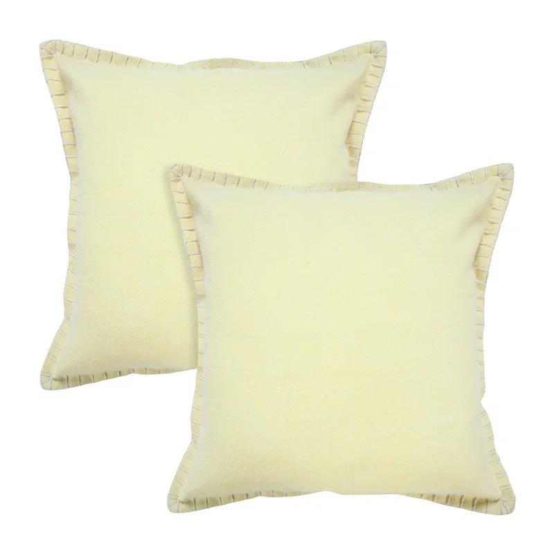 Contemporary Solid Stonewashed Handmade Cotton Throw Pillow Set