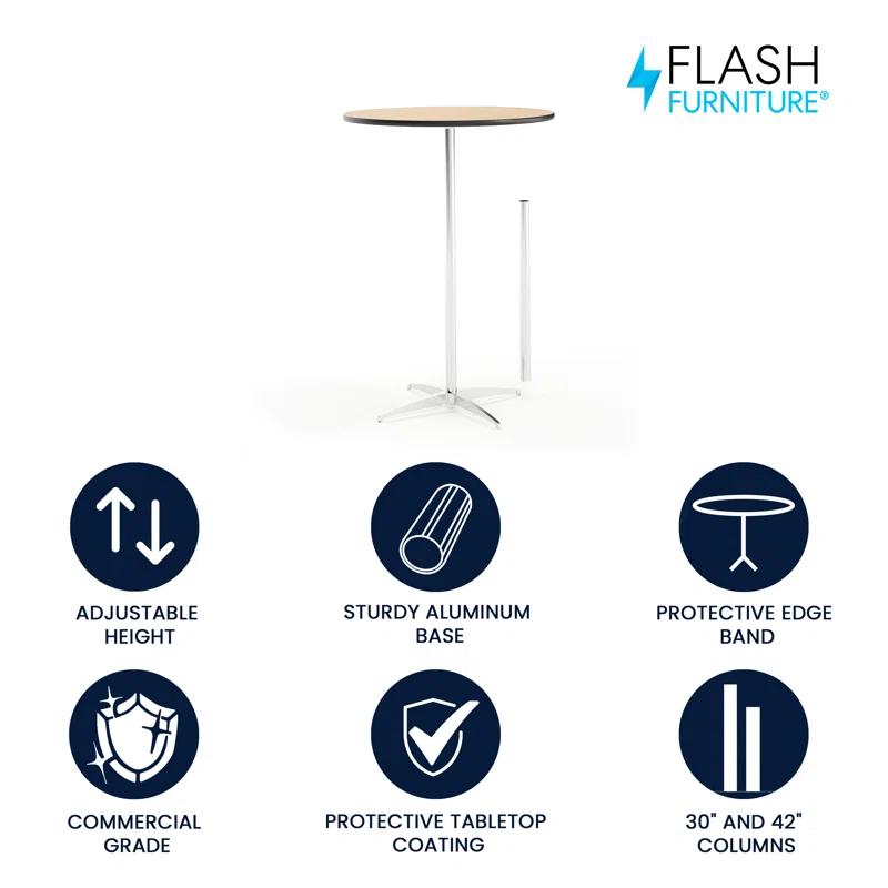 Flash Furniture Marrel Round Wood Cocktail Table with Columns