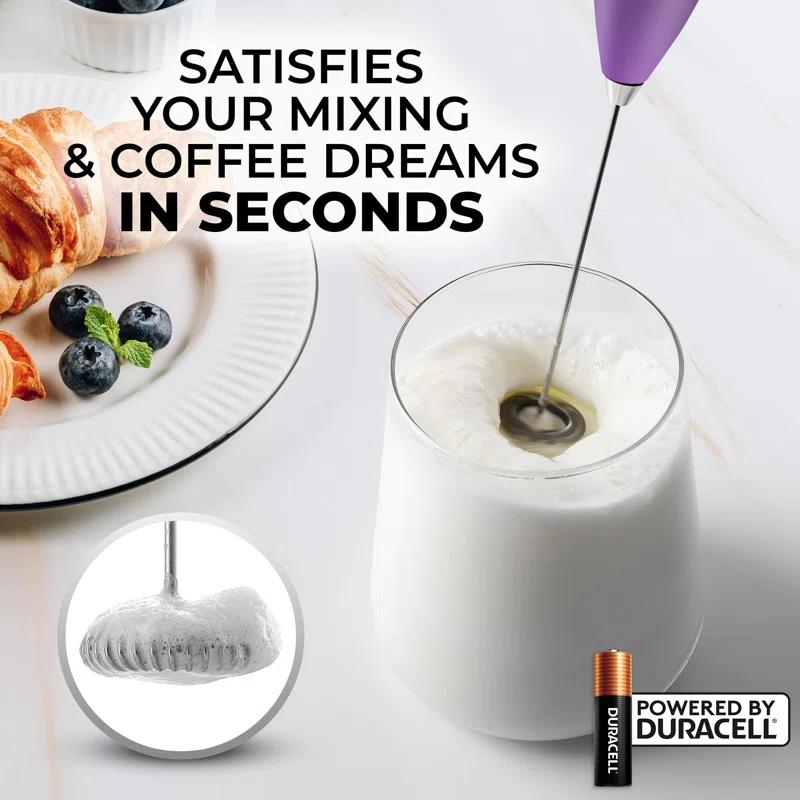 Zulay Kitchen Zulay Kitchen Milk Frother with Batteries 4pcs Duracell Included - Handheld Milk Frother Wand Drink Mixer for Coffee, Latte, Cappuccino, Tea, Hot Chocolate