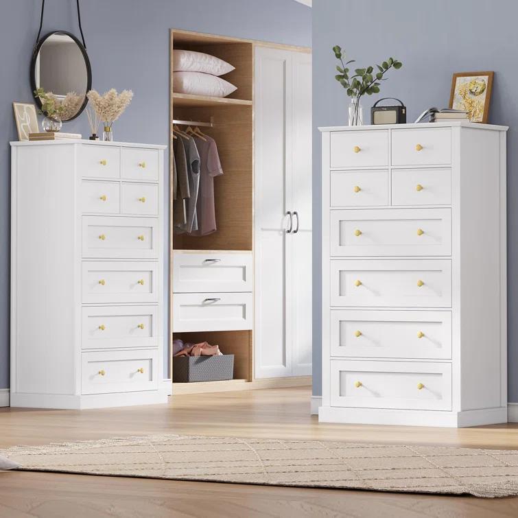 Winston Porter 8 Drawers Tall Dresser For Bedroom, Tall Dressers And Chest Of Drawers, Vertical Chest Of Drawers Dresser For Bedroom
