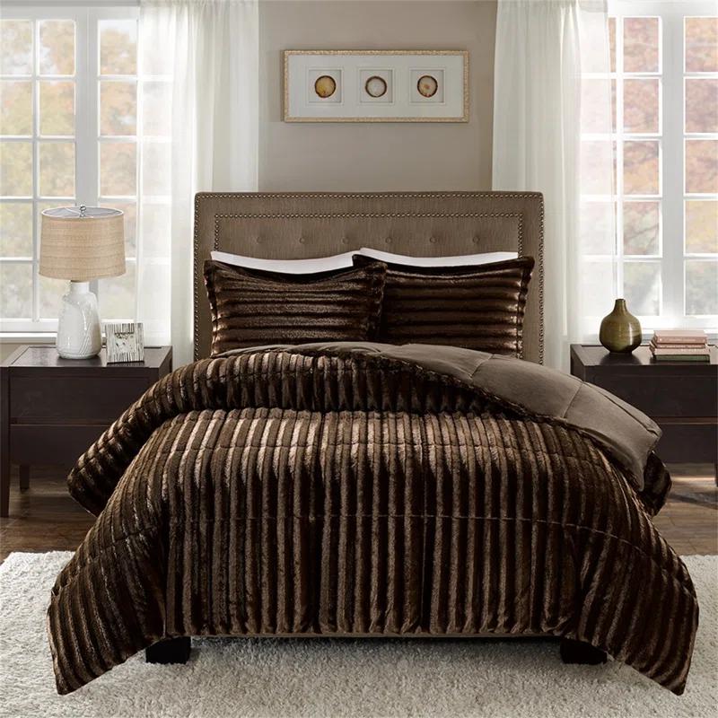 Madison Park Faux Fur 3 Piece Comforter Set