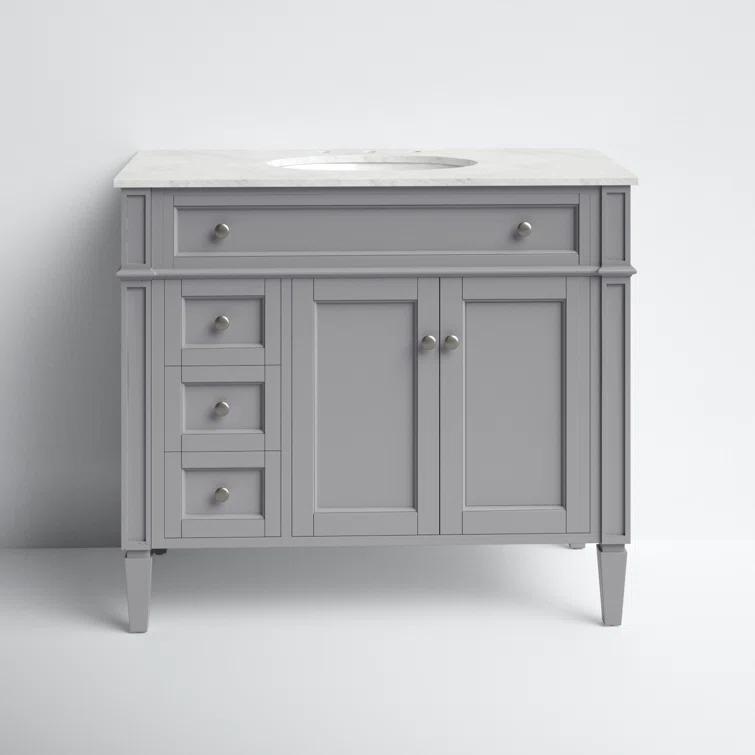 Rivers 40" Free-Standing Single Bathroom Vanity Set with Marble Vanity Top
