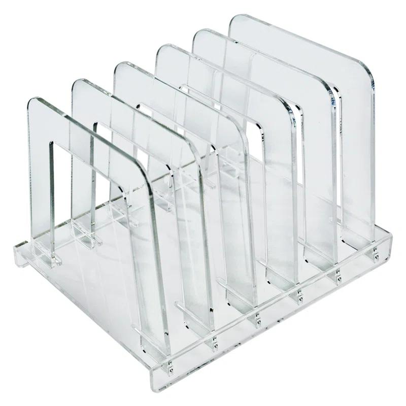 Clear Acrylic File Sorting Desk Organizer with Five Section Dividers