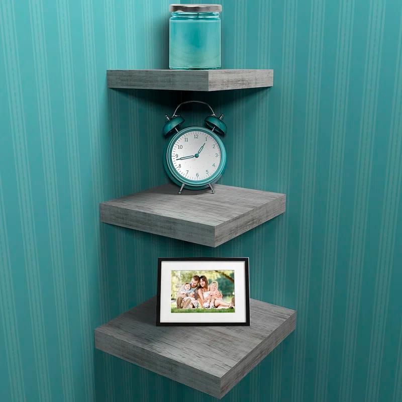 Sorbus Floating Square Shelves Mix Size Set of 3