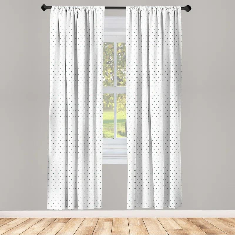 Ambesonne Polka Dot Semi-Sheer Rod Pocket Curtain Panels (Set of 2)