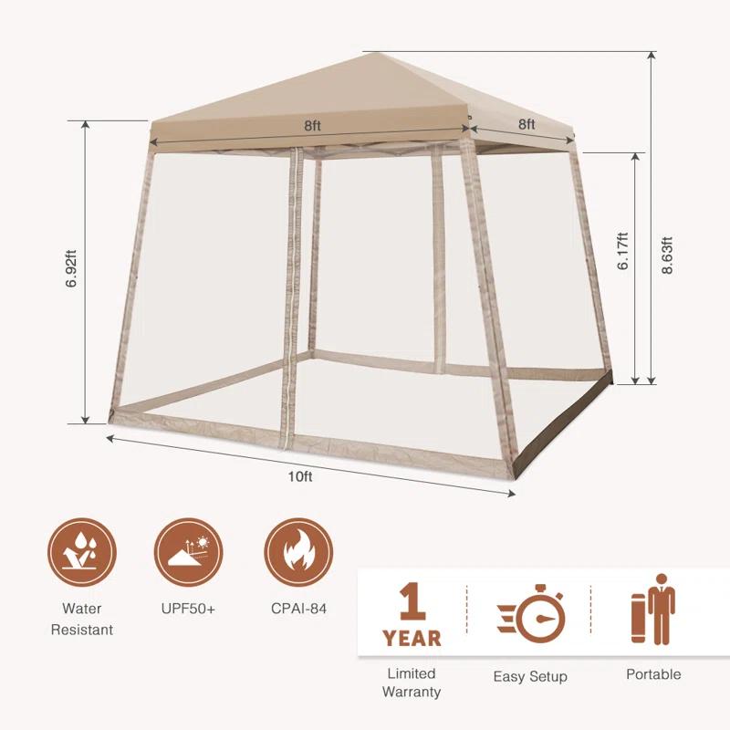 COOS BAY 10 Ft. W X 10 Ft. D Steel Pop Up Slant Leg Patio Gazebo With Netting