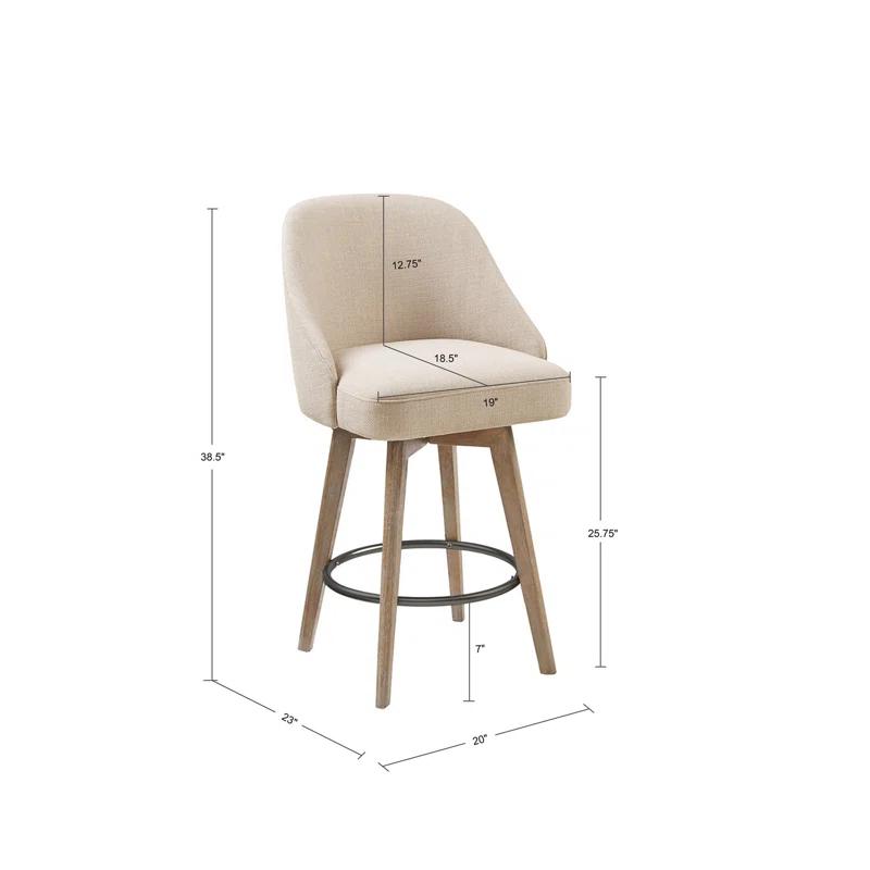 Everly Quinn Stylish Counter Stool With Swivel Seat And Solid Wood Legs